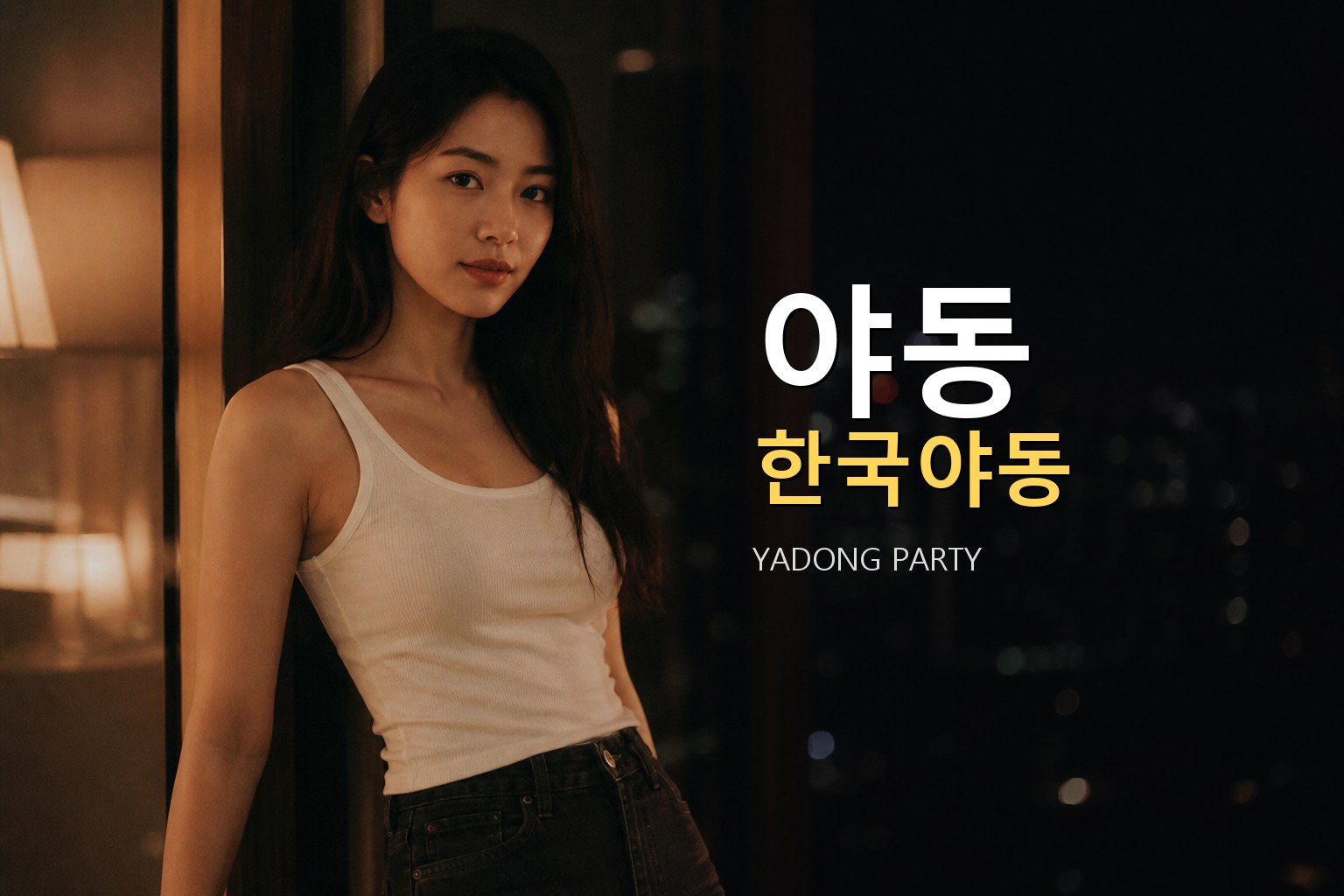 야동·한국야동 히어로 사진 — 탱크톱을 입은 20대 여성과 이미지 속 키워드 야동, 한국야동, 한국야동 모음